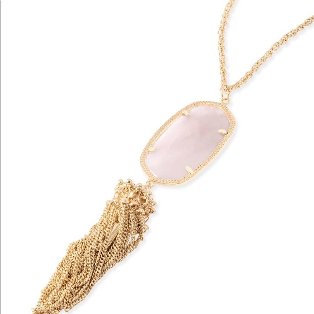 NWOT KENDRA SCOTT ROSE QUARTZ/GOLD RAYNE NECKLACE!